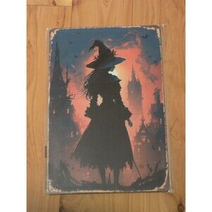 Metal Tin Decorative Art Sign Wall Decor Haunting Evil Wicked Witch
